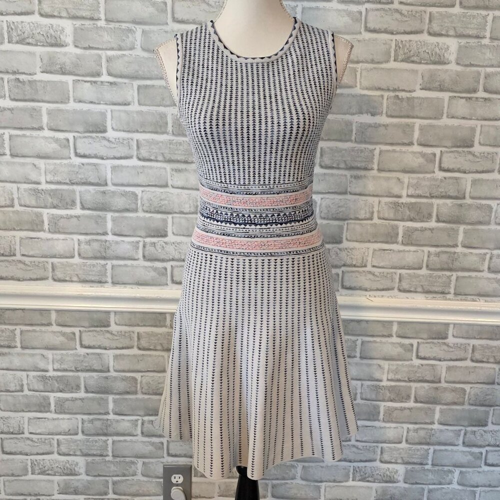BCBG MAXAZRIA Wilma Knit Fit & Flare Dress XS Athleisure Tennis Classic Preppy